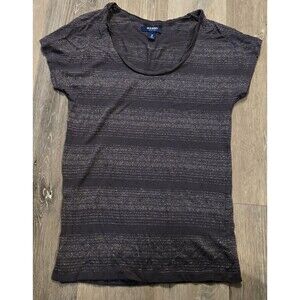 Old‎ Navy Womens Gray Striped Short Sleeve T-shirt Size XS blouse sparkles